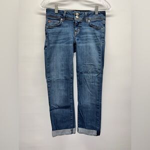 Hudson Womens Ginny Crop Straight w/ Cuff 24" Low Rise in Deco Blue 26